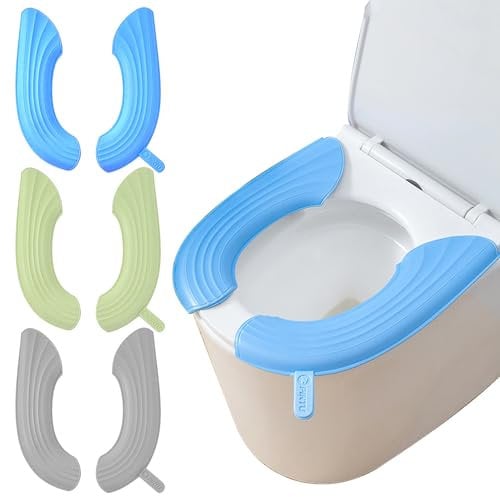 Guojanfon Bathroom Soft Thicker Warmer Stretchable Washable Cloth Toilet Seat Cover Pads, 3PCS (3Color/EVA)