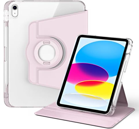 RuiRdot Fall kompatibel mit IPad 10. Generation 10,9 Zoll 2022, 360-Grad-Drehung Stand Schutz mit Smart Stand Cover Auto Sleep/Wake-Funktion (Pink)