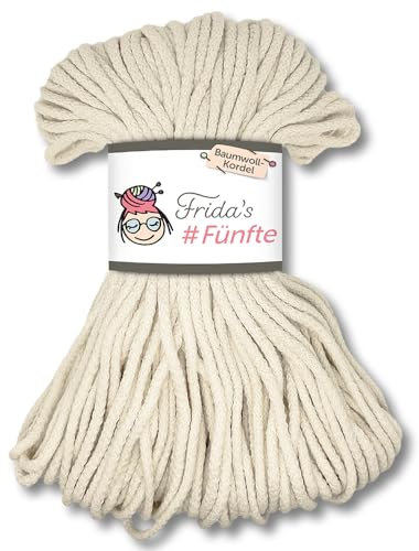 Frida's Wollhaus Frida's 250 g #Fünfte Baumwoll-Kordel Ø 5 mm Häkeln Stricken Makramee 30 Farben (752 | Natur)
