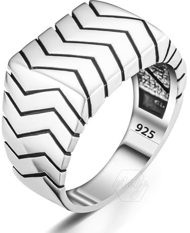 mysilverworld Moderner Herren-Ring aus 925er Sterlingsilber, Zickzack-Design, Metall, Kein Edelstein