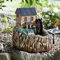 Watermill Solar Powered Water Fountain – Hand Painted Polyresin Cascading Water Feature with LED Light & Rotating Wheel, Outdoor Garden Patio, Decking, Yard, Balcony Decoration –H51 x 48.5cm Diameter