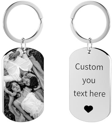 Customaster Porte-Clés Personnalisé Avec Photo,Porte-Clés Personnalisé Double Face,Porte-Clés Cadeaux Pour Hommes, Femmes Et Membres De La Famille
