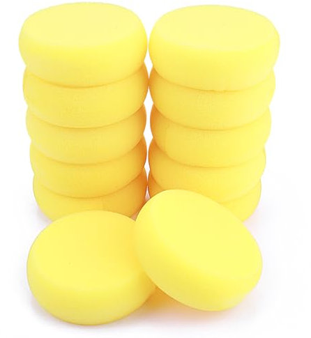 Gjinxi 12 Stück Runder Malschwamm, Schwammstupf Pinsel Set Runde Schwamm Set, Schwammpinsel Runde Schwämme Tupfpinsel Set Synthetische Schwämme für DIY Malerei Handwerk Keramik Werkzeuge Aquarell Ton