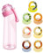 FUNGTN Air Gourde 650ml Bouteille Avec de 7 Gousses Aromatisées,Tasse d'eau Fraise peche banane Air Bouteille d'eau Parfumée Sans BPA Avec Paille-0 Sucres et Tasse d'eau,D