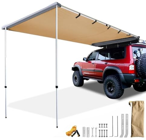 DJJYCTNM Tienda Techo Coche, Portaequipajes, Parasol Extraíble UV50+, Toldo para Autocaravana, Toldo Lateral 4x4 Resistente a La Intemperie para Acampar y por Tierra (Size : 6.6 * 6.6ft)
