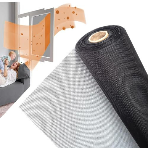 Window Screens Replacement, Cuttable Fiberglass Roll Screens Door Mesh, Repair Screens Net DIY Screening Mesh Netting Black for Windows, Door, Pool, Porch,Patio (36inch*50ft)