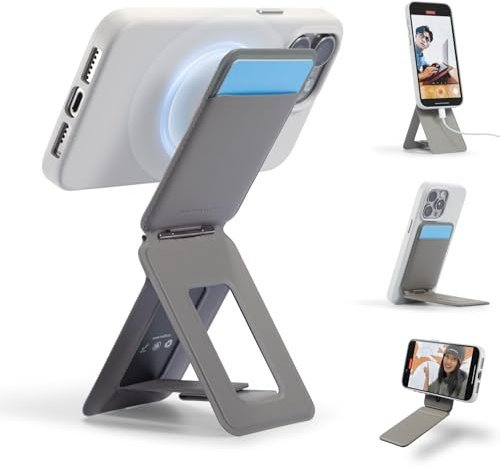 MOFT Porta Carte e Treppiede Telefono, Supporto Telefono Treppiede Smartphone Compatibile con Magsafe, MOVAS Regolabile Portafoglio Porta Carte Telefono con Forte Magnetismo (Taupe)