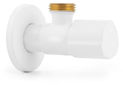 LAXARA Válvula angular de color de 3/8 a 1/2 x 1/2 conexión de pared en colores seleccionables | Válvulas angulares en tamaños y colores seleccionables | (blanco mate, 3/8 pulgadas)