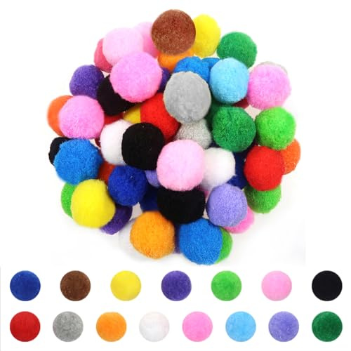 TOAOB 50 Stück 4 cm Bunte Pompons zum Basteln Groß Pom Poms | Bälle Kunst Bommel für Dekorieren, Verzieren Nähen DIY Lustige Kreativen Handwerk