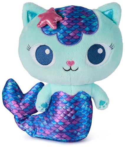 Gabby's Dollhouse, 25 cm große Plüsch-Katze MerCat (deutsch: Meerkätzchen), Premium Plüschtier mit beweglichem Meerjungfrauenflosse, geeignet für Kinder ab 3 Jahren