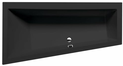 Badewanne ANDRA 170x90cm schwarz matt, Ausführung Links mit Wannenfüssen