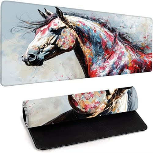 Mauspad XXl 1000 x 500 x 3mm, Gaming Maus Pad Mit Rutschfeste Gummiunterseite, Wasserdichte Ultraglatte Waschbar Mouse Pad für Kabellose Maus Laptop Pc Büro Zuhause Arbeiten Spiele Rot Tier X-3