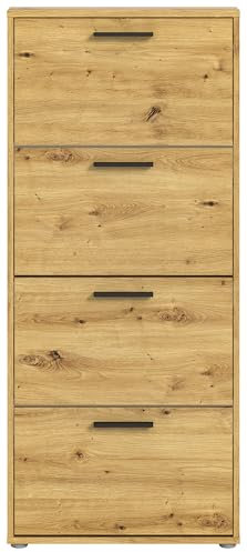 AVANTI TRENDSTORE - Parabita - Scarpiera in legno laminato nel colore quercia Artisan con 4 vani a ribalta. Dimensioni LAP ca. 59x136x17 cm