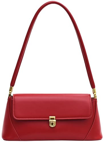 Farcauo Kleine Umhängetasche Für Damen Vintage Handtasche Taschen Schultertasche Damen Klein Pu Leder Clutch y2k Shoulder Bag Rot Mini Achsel Tasche