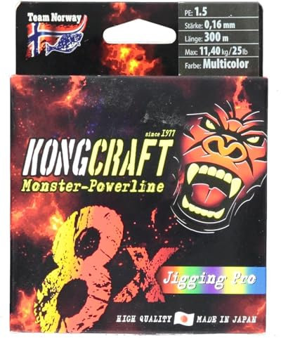 Team Norway KongCraft Jigging Pro Multicolor Japan Angelschnur Schnurstärke/Tragkraft/Länge PE 1,5 Stärke: 0,16mm Tragkraft 11,4kg 300m