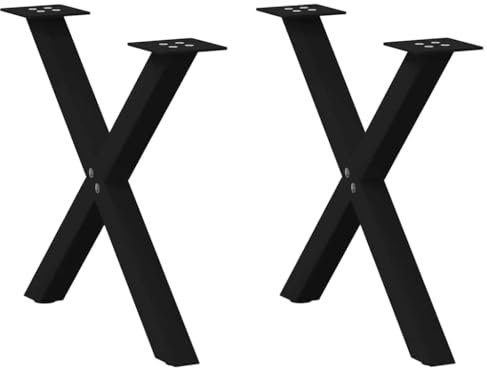 vidaXL Couchtischbeine X-Form 2 Stk. Schwarz 60x(42-43) cm Stahl, Tischbein, Tischbein Metall, Esstischbein, Möbelbein, Schreibtischbein