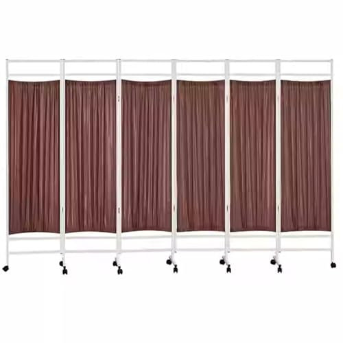 Yqyc Freistehender Raumteiler Klappbar, Zusammenklappbarer Sichtschutz auf Rollen mit Rädern, für Kliniken, Büros und Schönheitssalons(Brown,300x50x180cm)