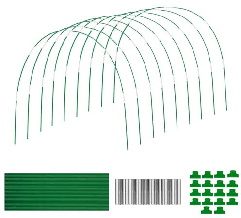 OdiuK Cerchi per serra per aiuole rialzate, 36 cerchi da giardino da 43,2 cm per tunnel di rete staccabili in fibra di vetro con 18 clip di supporto per rete, cerchi da giardino per tunnel da giardino