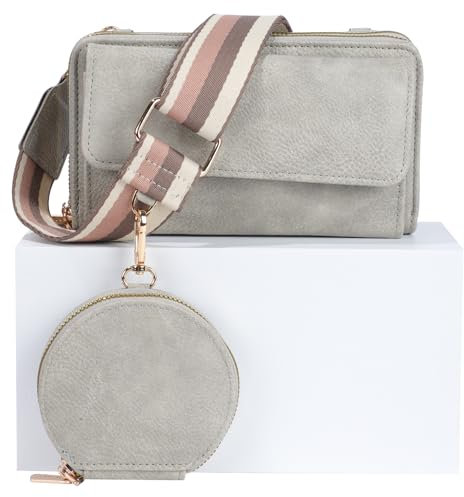 Mayoii Handytasche zum Umhängen Damen Große Kapazität, Handytasche mit Geldbörse zum Umhängen Mit Kartenfächer (grau)