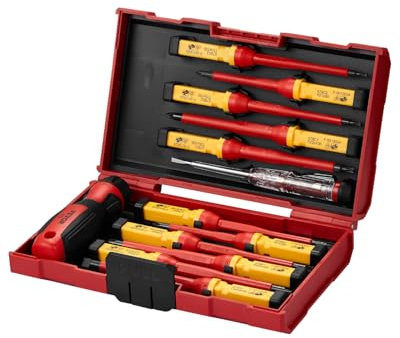 VEVOR Juego de Destornilladores Aislados de 1000 V, 13 PCS Juego de Herramientas Eléctricos Profesionales con Puntas Magnéticas, Phillips Ranuradas Pozi Torx Destornilladores para Electricistas