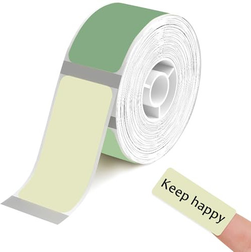 Label Maker Tape 0.47 x 1.18 (12x30mm) Self-Adhesive Thermal Sticker Paper, 1 Roll of 210 Labels for D11/D110/D101 Label Printers, Clear Compatible with Cable & Office Organization (Fluoro Green)
