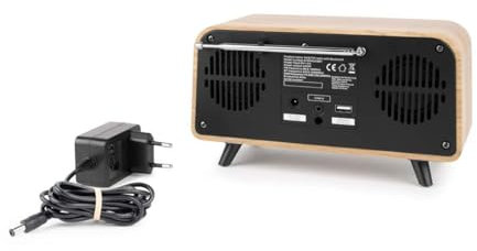 THOMSON Radio-réveil Vintage Dab+/FM, Enceinte Bluetooth, Lecteur MP3 USB, AUX, Design Bois Élégant, Double Alarme, Horloge Numérique - RT850DABBT