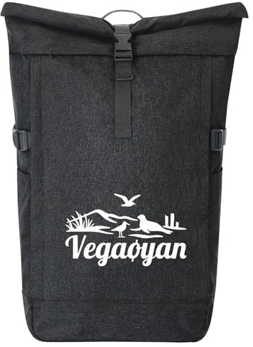 Huuraa Kurierrucksack Vegaøyan Norwegen 30-44 Liter Black Melange Fairtrade Rolltop Rucksack Geschenkidee
