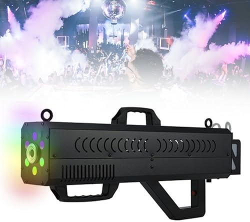 Pistola de humo for fiestas, máquina de humo portátil de 1500 W con luces que cambian de color, pistola de humo for Halloween espeluznante, espectáculos en el escenario y noches de club.(Black)