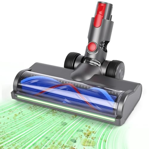 Gaethra Vacuum Replacement Brush Head Compatible with Dyson V7 V8 V10 V11 V15, 4 LED Light High-Suction Motorized Brush with Dual Rollers & 180° Swivel, Low Noise for Carpets and Hard Floors