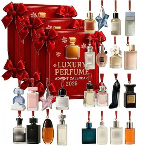 Luxus Parfüm Adventskalender 2025, 24 Tage Parfüm Display Geschenkset, 24 Tage Designer Düfte für Frauen & Männer - Premium Holiday Countdown Geschenke Set, Elegante Acryl-Display-Stücke (3 Stück)