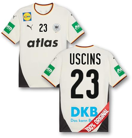 PUMA Original DHB Handball Trikot Herren [Home Euro 2026] Offizielles Handball Trikot [Uscins 23] Sportbekleidung Sport Tshirts Herren Shirt Männer I Gr. L