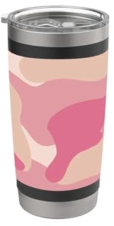 Patrón de camuflaje rosa diseño de caza retro estética Vaso térmico de acero inoxidable de doble pared
