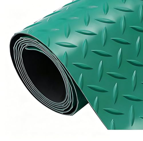 Heavy Duty PVC Flooring Garage Matting Non Slip Industrial – Floor Mats for Under Car Workshop Warehouse Trailer Gym & Shed – Vinyl Flooring Roll (Green 1.5mm,W 0.7 x L 1 M)
