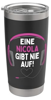 Gaming Kopfhörer Eine Nicola Gibt Nie Auf Personalisiertes Doppelwandiger Edelstahl-Thermobecher