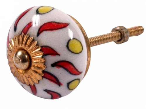 Keramik Möbelknopf, Möbelgriff, Schranktürknöpfe, handbemalt, Modell 66 | Durchmesser 3 cm, Gewinde M5, 4 cm lang, ideal für Schubladen.