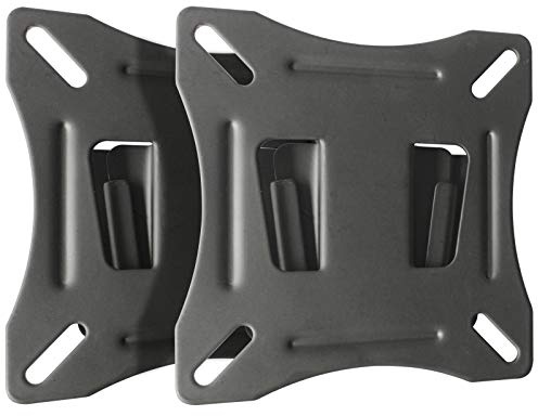 Zwei Stück Wandhalterung für Lautsprecher Boxen extra flach mit geringem Wandabstand kompakt universal schwarz Metall Modell: L64x2