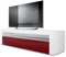 Vladon Lowboard Valencia, Made in Germany, TV-Kommode mit 1 offenem Fach und 2 Klappen, Weiß matt/Bordeaux Hochglanz/Weiß Hochglanz (155 x 46 x 40 cm)
