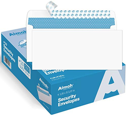 Aimoh#10 Business Envelopes Letter Size Windowless Self Seal Security 500ct