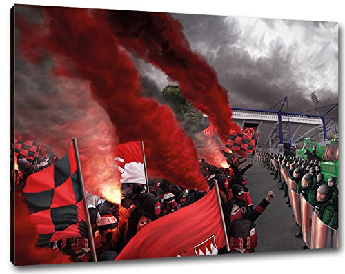 Ultras Nürnberg Fans Format: 120x80, Bild auf Leinwand XL, fertig gerahmt