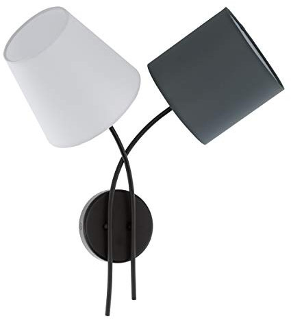 EGLO Wandlampe Almeida, 2 flammige Textil Wandleuchte, Material: Stahl, Stoff, Farbe: Schwarz, anthrazit, weiß, Fassung: E14