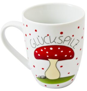 Tasse Glückspilz Porzellan Kaffeetasse Becher Teetass