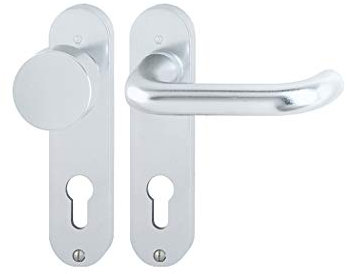 HOPPE Türgriff (Kurzschild) Paris natur für innen, Wechsel-Garnitur mit Knopf, Profilzylinder
