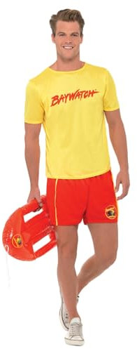 Smiffys Strandkostüm für Herren Baywatch, Gelb, mit Oberteil & Shorts