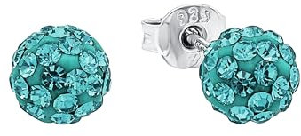 Amor Ohrstecker 925 Sterling Silber Damen Ohrschmuck, mit Kristallglas, 0,6 cm, Türkis, Kommt in Schmuck Geschenk Box, 9189809