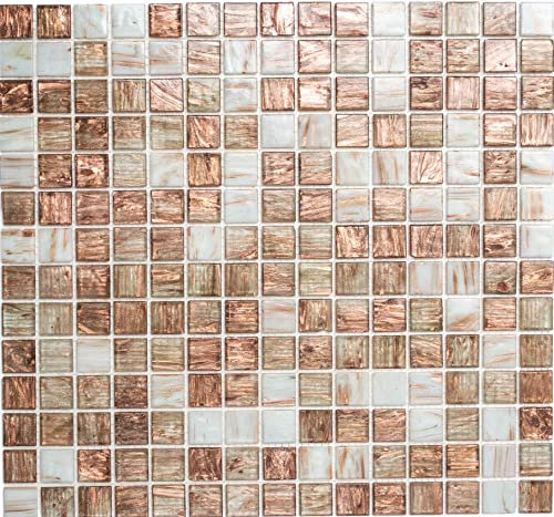Mattonelle a mosaico in vetro Goldstar, colore bianco, bronzo, per pavimenti, pareti, bagno, WC, doccia, cucina, specchio per piastrelle, rivestimento per vasca da bagno, mosaico
