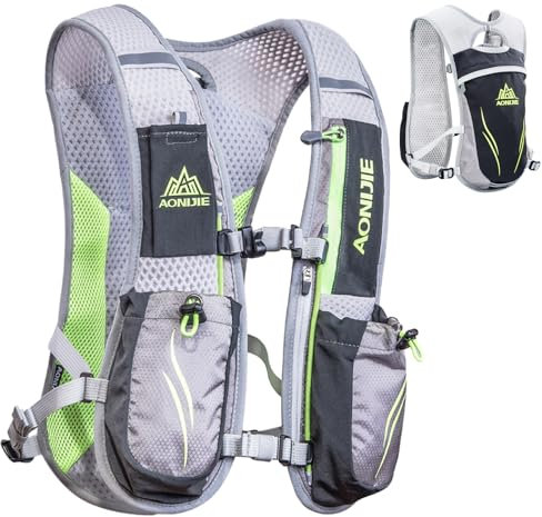 TRIWONDER Ultraleicht Trinkrucksack, 5.5L Laufrucksack, Trailrunning Rucksack, Hydration Pack im Freien, Rucksack Outdoor für Laufen, Marathon, Radfahren (Grau - Nur Weste)