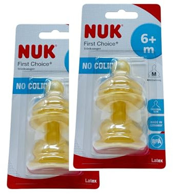 Nuk 10121020 Latex-Trinksauger First Choice+, Größe 2 (ab 6 Monate) M, 2er Pack (2 x 2er Blister)
