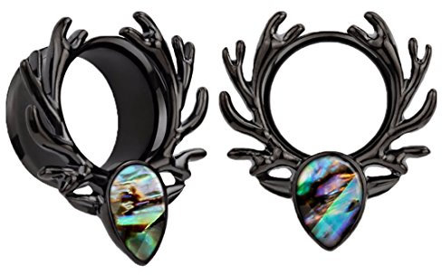 Huacan 2 Stück Flesh Tunnel Hochwertige Chirurgenstahl 316L Schwarz Süßes Reh Double flared Tunnel Expander 10mm