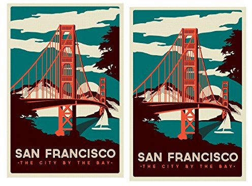 24/7stickers TR030 / 2X San Francisco Aufkleber 6x8,5cm Work & Travel Reise USA Golden Gate Bridge Westküste Florida V8 Oldtimer