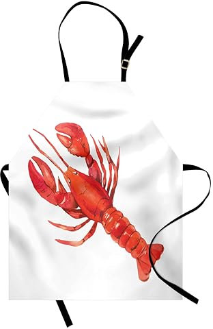 ABAKUHAUS Hummer Kochschürze, mediterrane Küche, Unisex-Küchenlätzchen mit verstellbarem Hals für Kochen Gartenarbeit, 67 cm x 80cm, Weiß und Vermilion